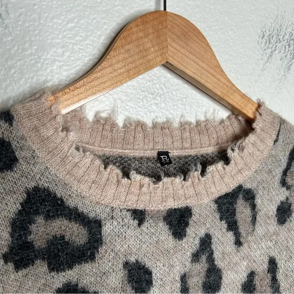 R13 Leopard Crewneck Sweater extra small